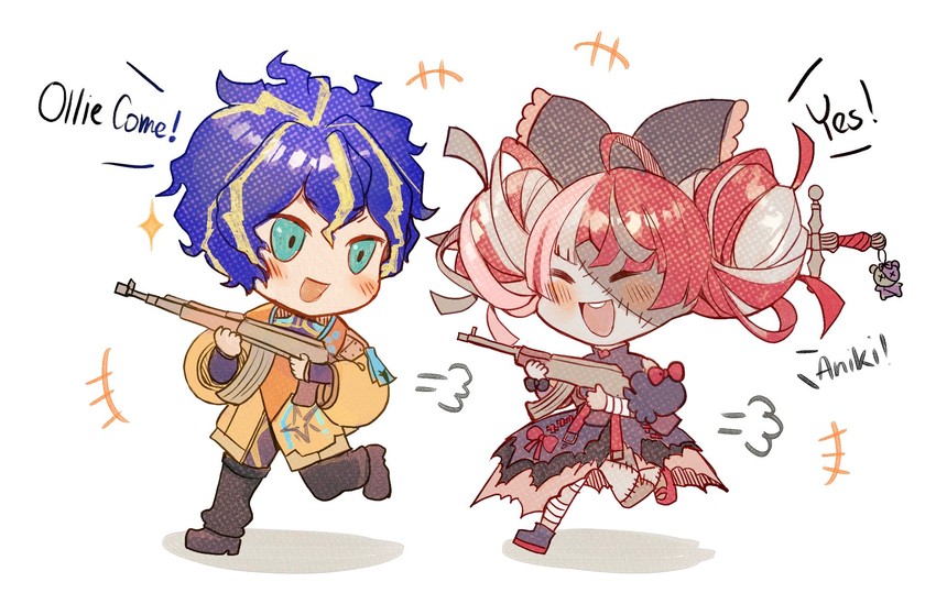 kureiji ollie, astel leda, and udin (hololive and 2 more) drawn by intotherabbithole