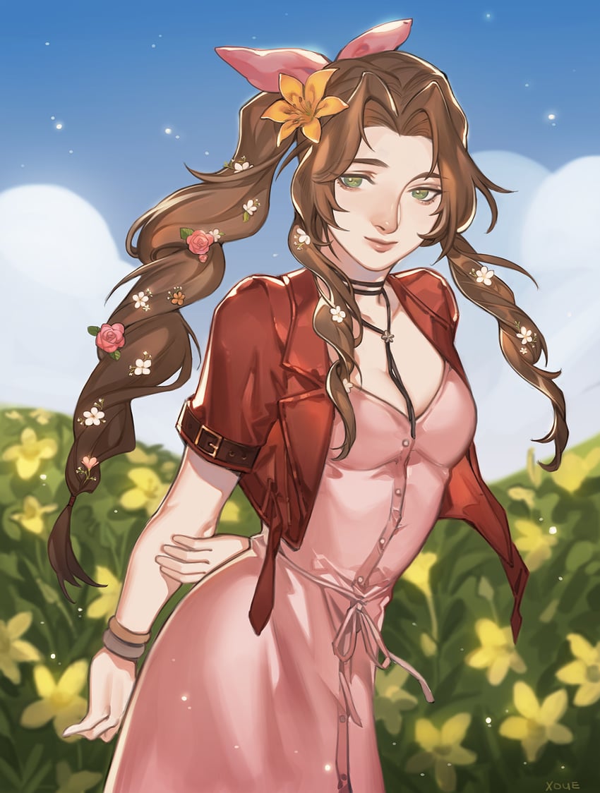 aerith gainsborough (final fantasy and 2 more) drawn by xin_(cveol)