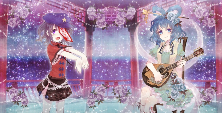 kaku seiga and miyako yoshika (touhou and 1 more) drawn by neme