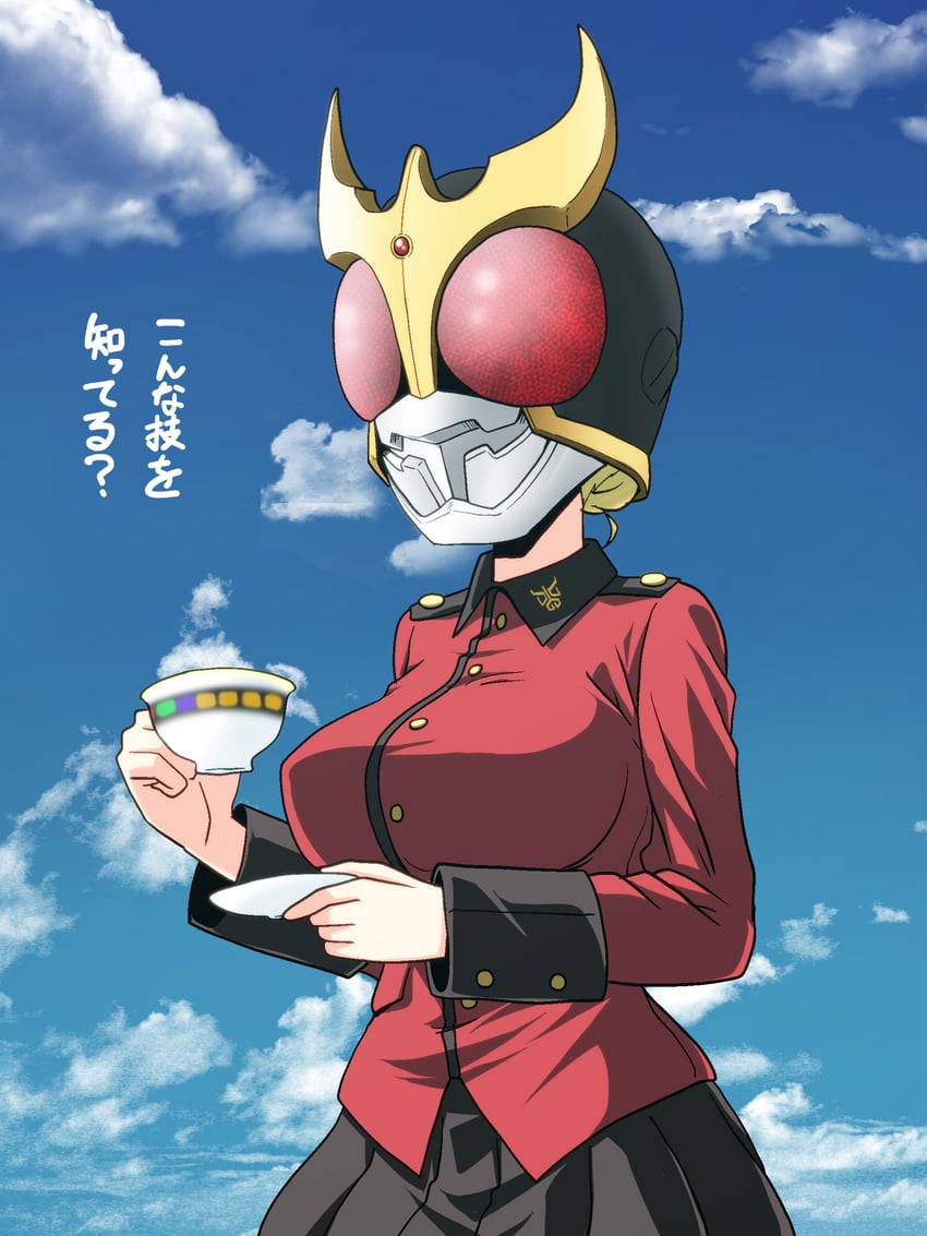 darjeeling and kamen rider kuuga (girls und panzer and 2 more) drawn by kamishima_kanon