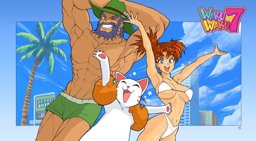 hazama natsumi, ranpoo, and dandy-j (waku waku 7) drawn by system_st91