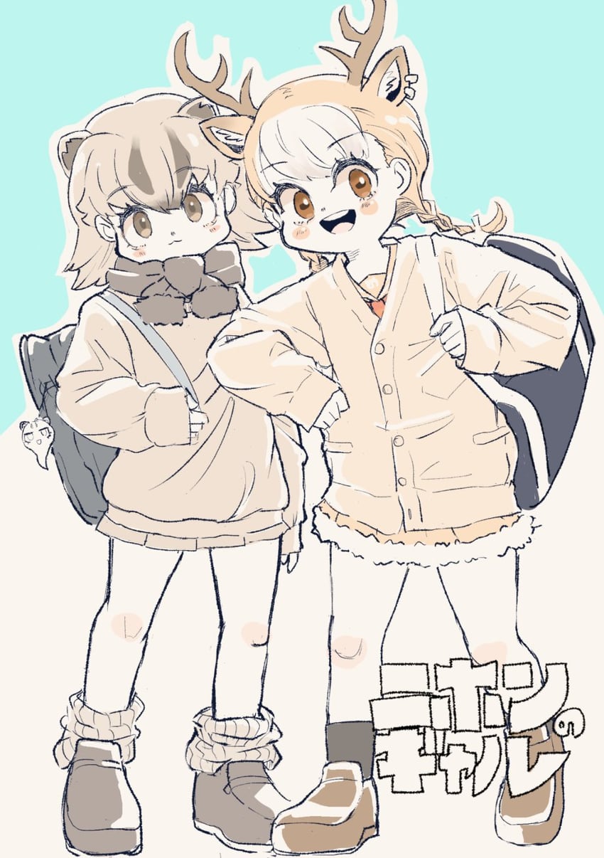 sika deer and japanese badger (kemono friends) drawn by nenkou-san
