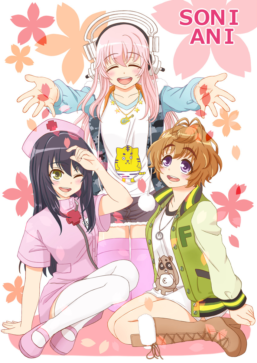 super sonico, watanuki fuuri, and fujimi suzu (nitroplus) drawn by kamiuri