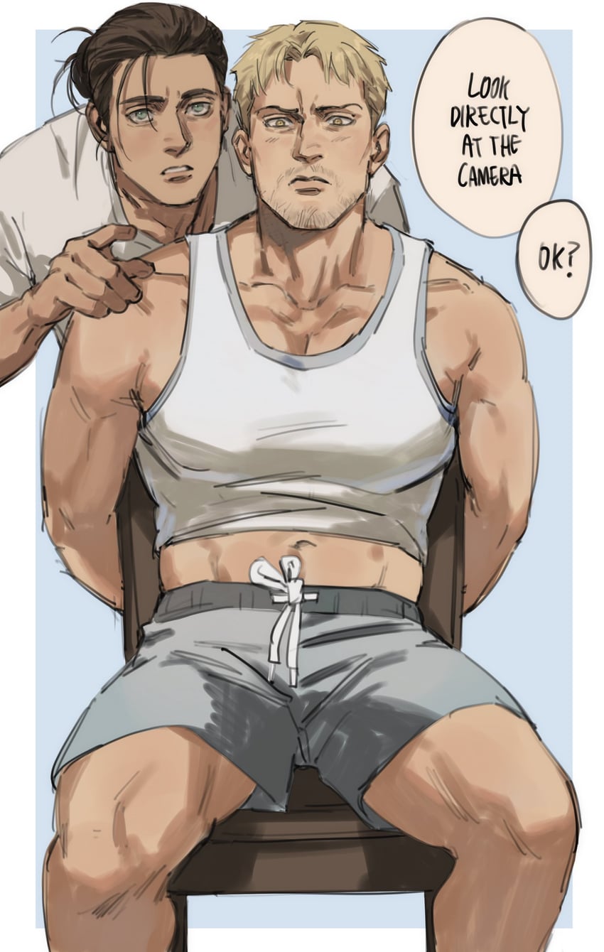 eren yeager and reiner braun (shingeki no kyojin) drawn by dudlesnoodles