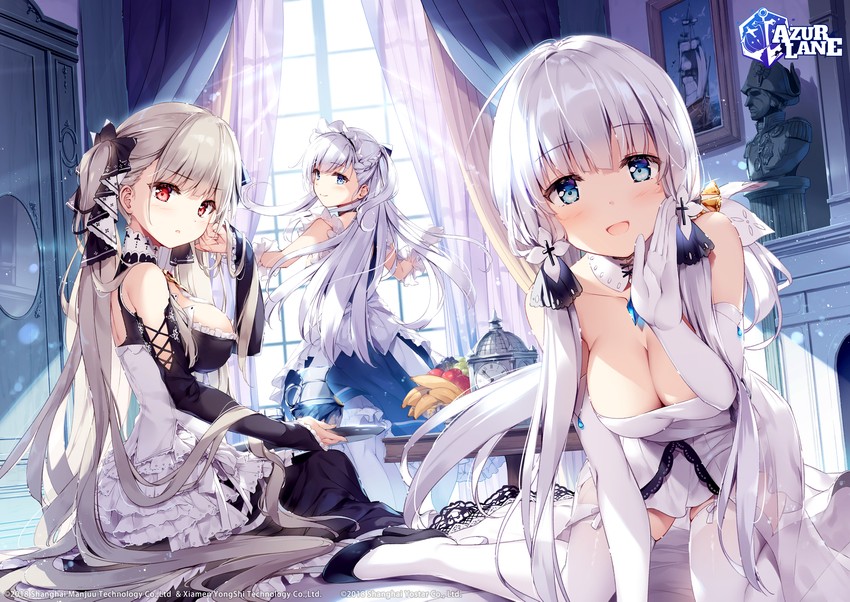 formidable, belfast, and illustrious (azur lane) drawn by miyase_mahiro