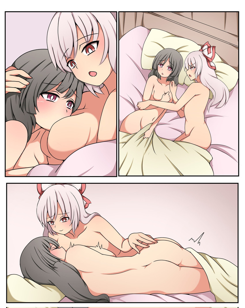 fujiwara no mokou and houraisan kaguya (touhou) drawn by suwaneko