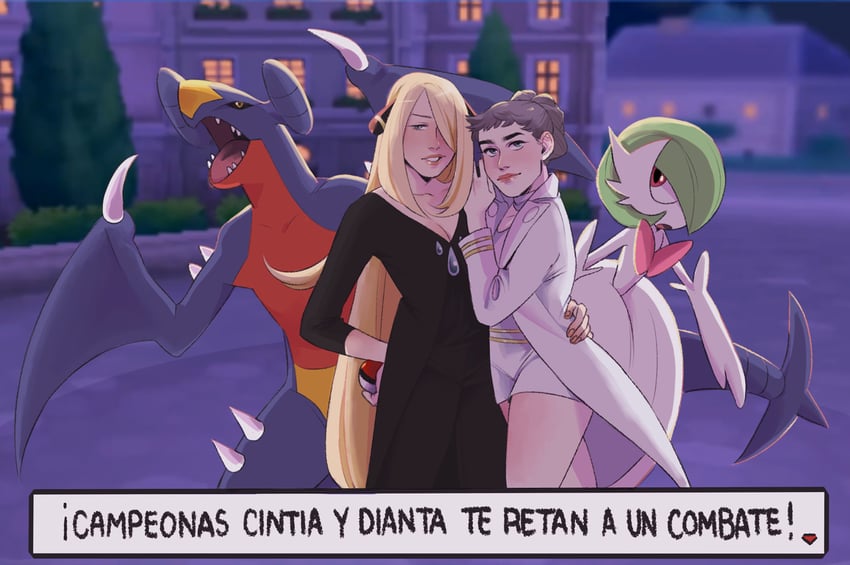 gardevoir, cynthia, mega gardevoir, garchomp, and diantha (pokemon and 2 more) drawn by polar_biscuit