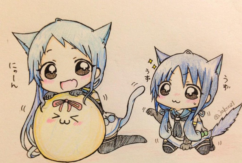 samidare, suzukaze, and the yuudachi-like creature (kantai collection) drawn by jako_(jakoo21)