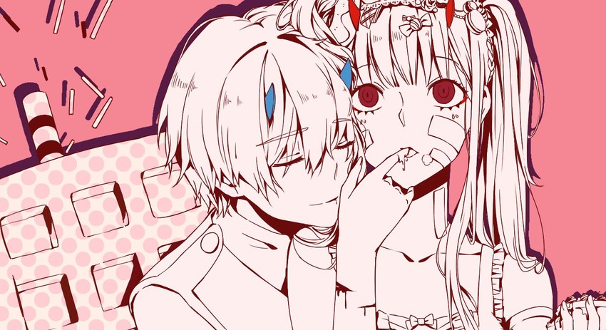 zero two and hiro (darling in the franxx) drawn by chenaze57