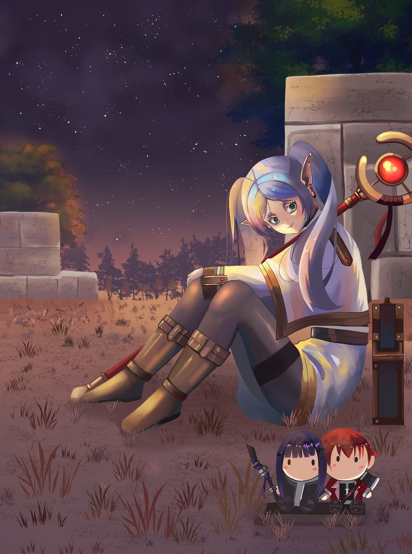 frieren, fern, and stark (sousou no frieren) drawn by avochan113