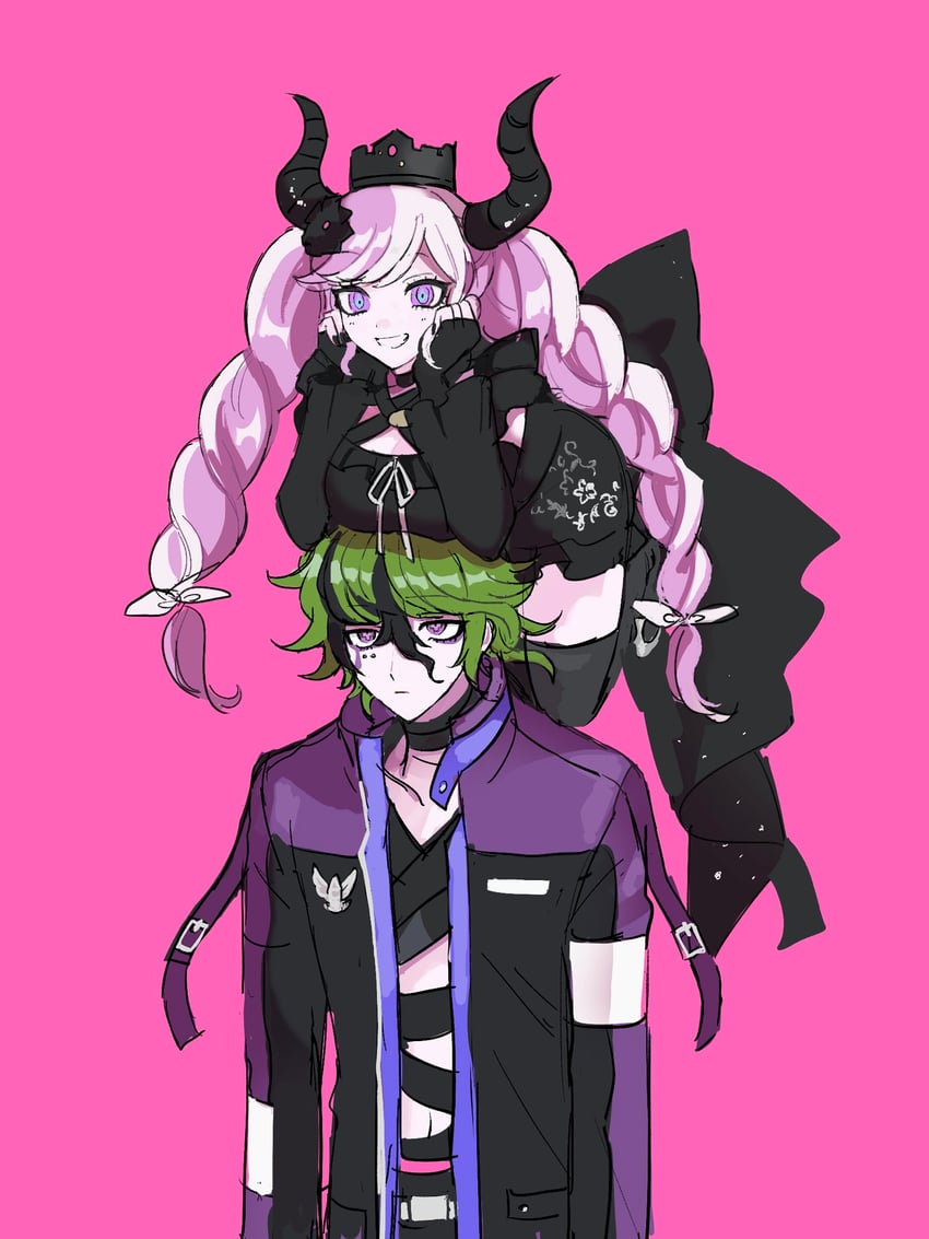 shinigami and vivia twilight (master detective archives: rain code) drawn by parimi_(tobari)