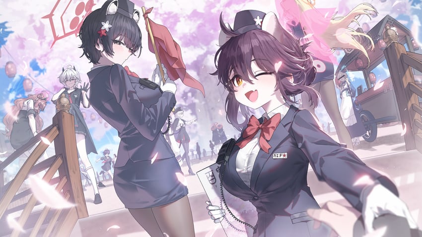 haruna, justice task force member, tsubaki, kirara, kaede, and 4 more (blue archive) drawn by sushispin