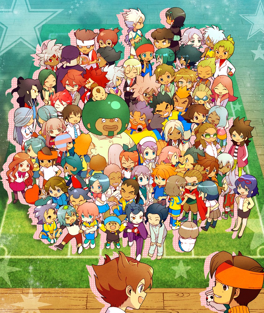 kirino ranmaru, shindou takuto, kariya masaki, afuro terumi, kazemaru ichirouta, and 62 more (inazuma eleven go and 1 more) drawn by hakusai_(tiahszld)