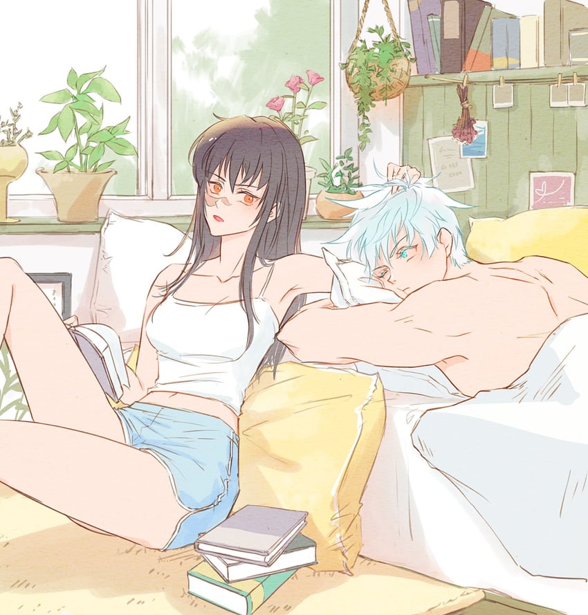 gojou satoru and iori utahime (jujutsu kaisen) drawn by eeeng_l