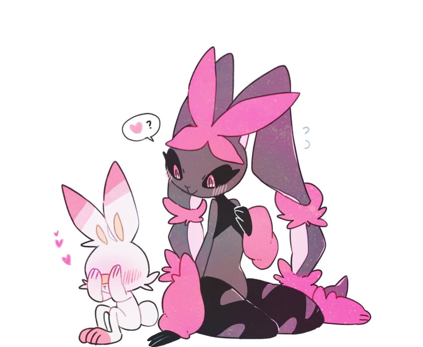 lopunny, scorbunny, and mega lopunny (pokemon) drawn by masayo_(skip)