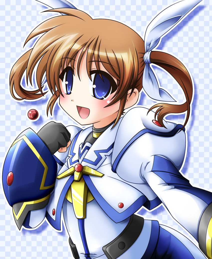 takamachi nanoha and raising heart (lyrical nanoha and 2 more) drawn by pi-bow