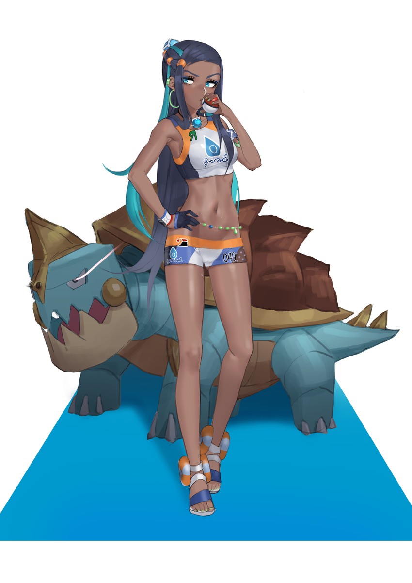 nessa and drednaw (pokemon and 1 more) drawn by eun_bari