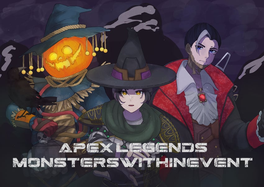 wraith, crypto, bloodhound, deadly byte crypto, emerald enchantress wraith, and 1 more (apex legends) drawn by arisyooon