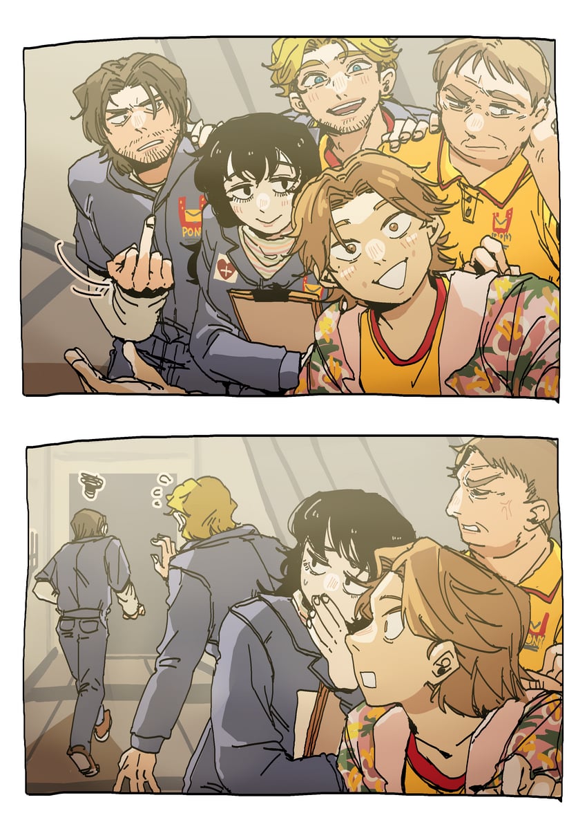 anya, curly, jimmy, daisuke, and swansea (mouthwashing) drawn by kashacroissant