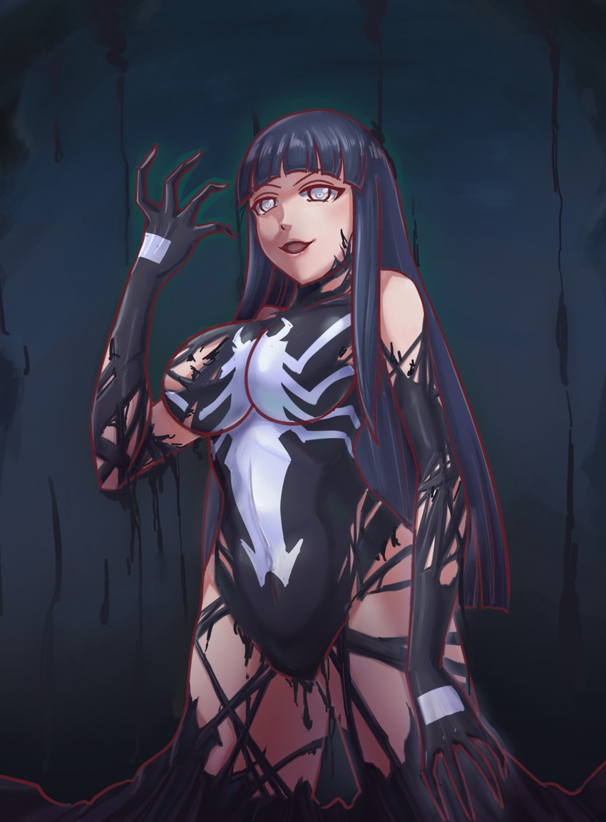 hyuuga hinata and venom (marvel and 3 more) drawn by leebigtree