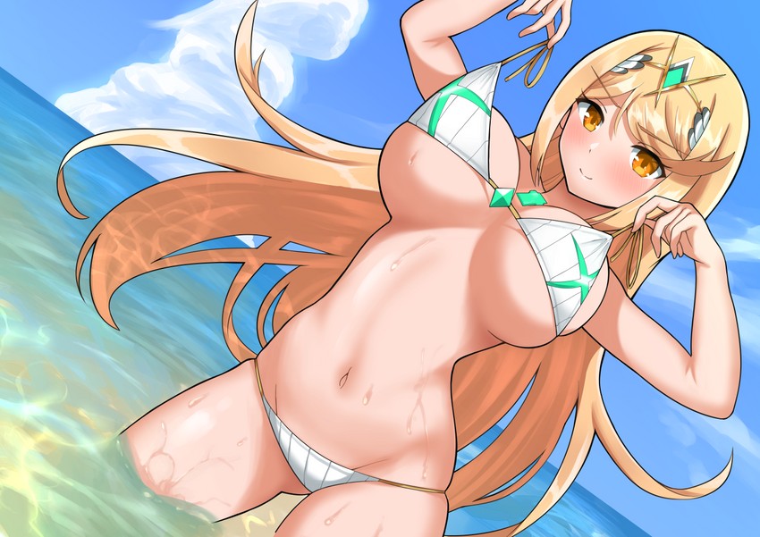 mythra (xenoblade chronicles and 1 more) drawn by theakingu