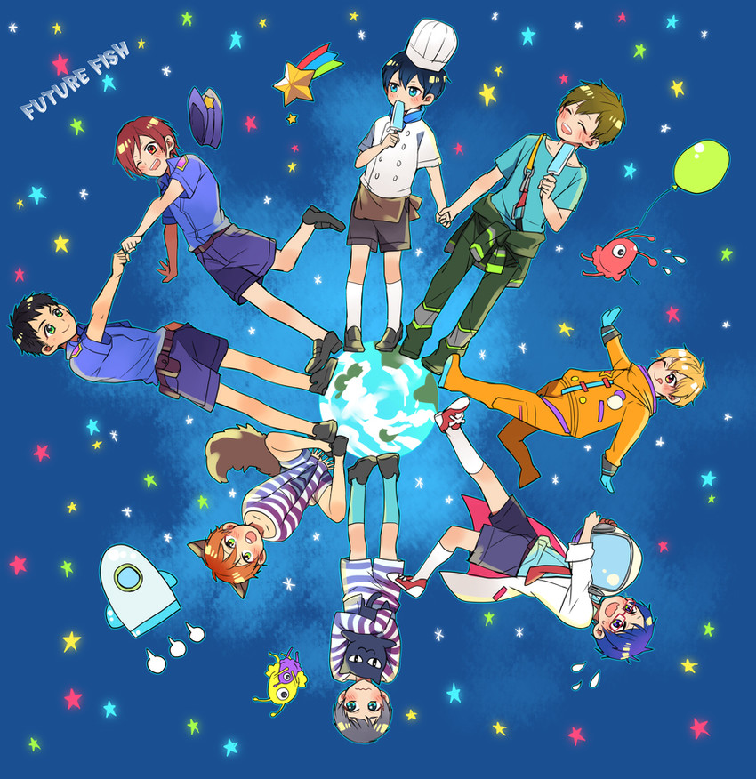 tachibana makoto, nanase haruka, matsuoka rin, matsuoka gou, hazuki nagisa, and 4 more (free!) drawn by sei_(hanibani)
