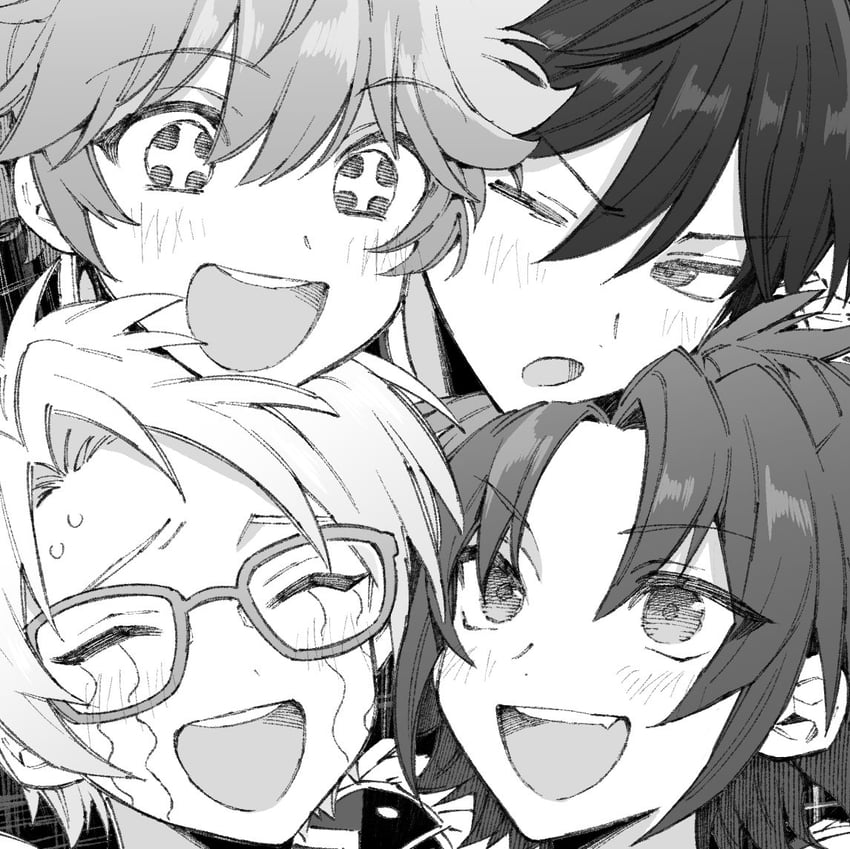 isara mao, akehoshi subaru, yuuki makoto, and hidaka hokuto (ensemble stars!) drawn by maki_keigo