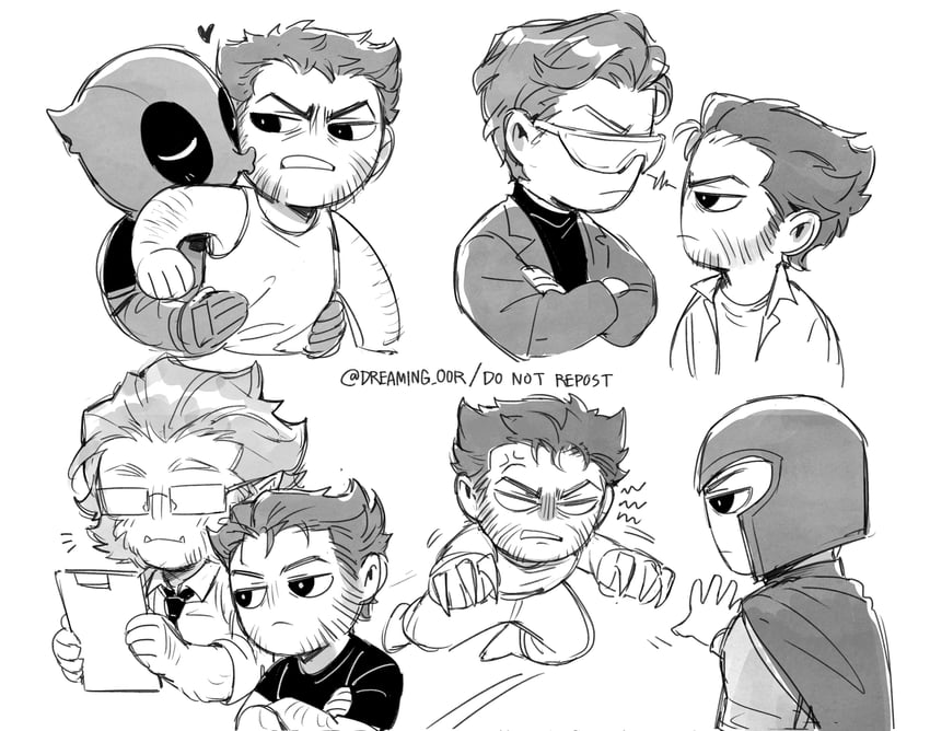 wolverine, deadpool, cyclops, magneto, and beast (marvel and 6 more) drawn by dreaming_oor