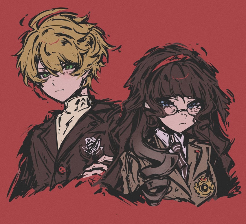 eva tsunaka and damon maitsu (project: eden's garden) drawn by regrets_(r8grets)
