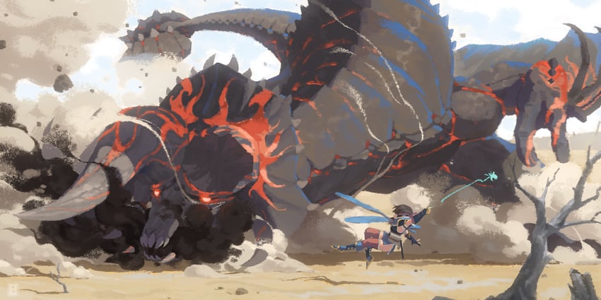 monster hunter, diablos, and apex diablos (monster hunter and 1 more) drawn by bagaju