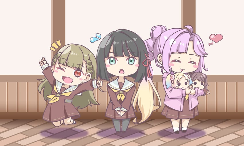 fujishima megumi, osawa rurino, momose ginko, anyoji hime, and kachimachi kosuzu (love live! and 1 more) drawn by matsurugi_tsukasa