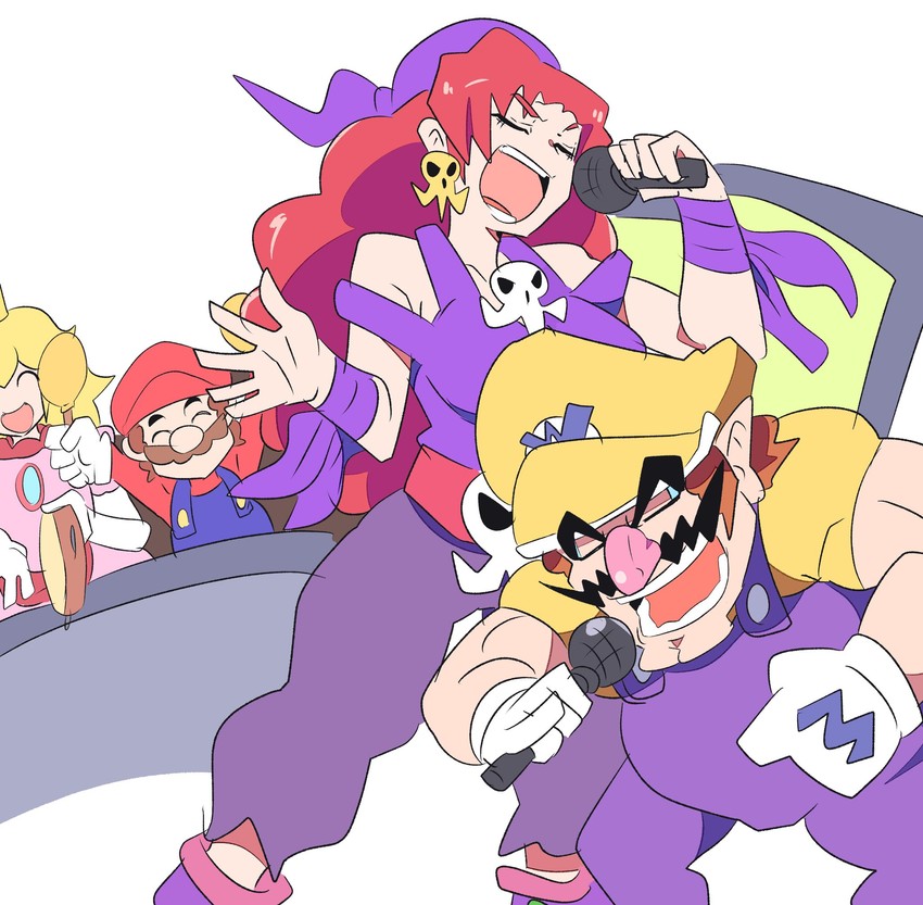 princess peach, mario, wario, and captain syrup (mario and 2 more) drawn by chicken-rib