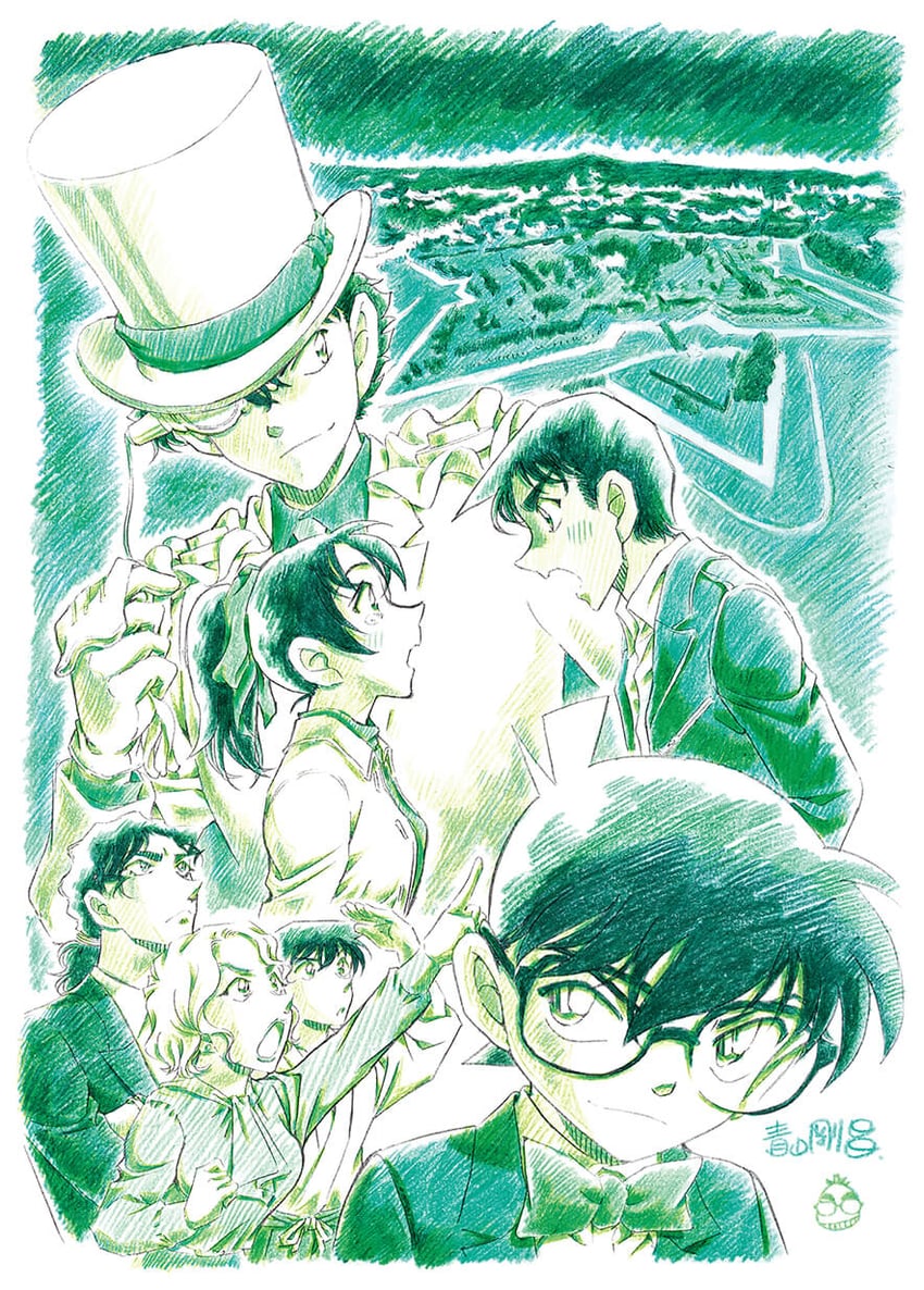 edogawa conan, kaitou kid, hattori heiji, tooyama kazuha, oooka momiji, and 2 more (meitantei conan) drawn by aoyama_goushou