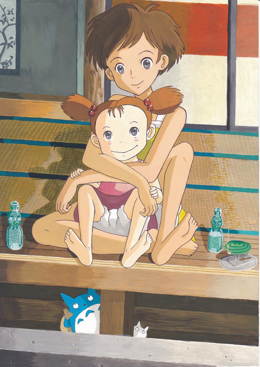 totoro, kusakabe satsuki, and kusakabe mei (tonari no totoro) drawn by mimige625