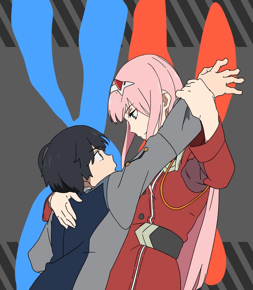 zero two and hiro (darling in the franxx) drawn by triangle_bullet