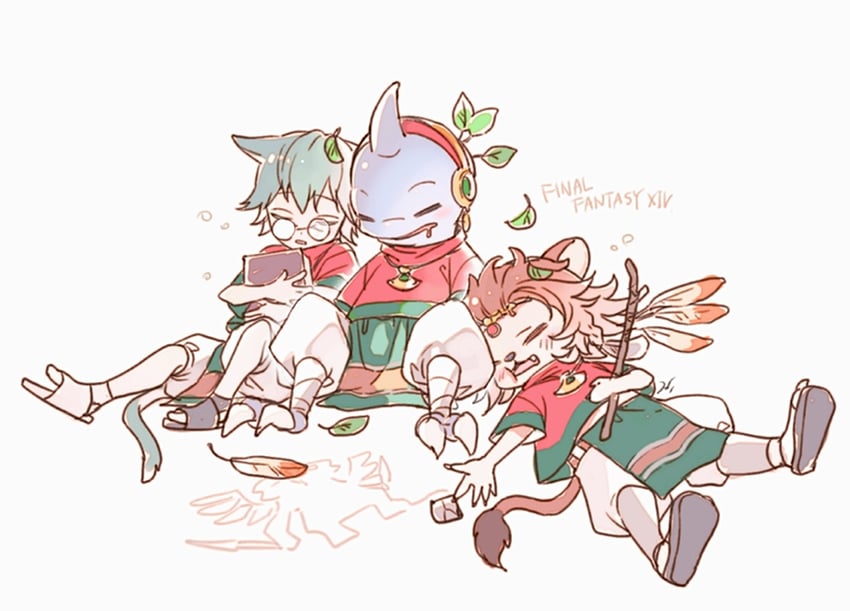 wuk lamat, koana, and zoraal ja (final fantasy and 1 more) drawn by hug_ff14