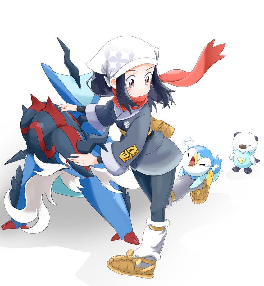 akari, piplup, oshawott, and hisuian samurott (pokemon and 1 more) drawn by u4_99384295