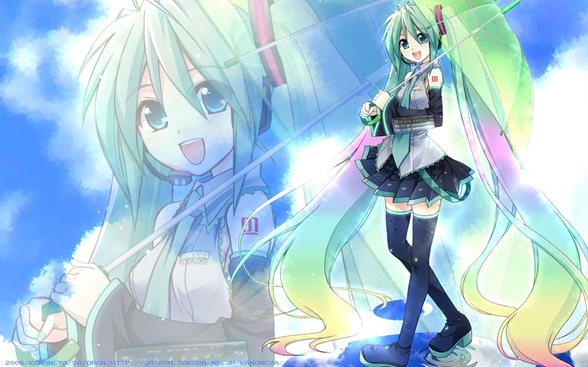 hatsune miku (vocaloid and 1 more) drawn by sato-pon