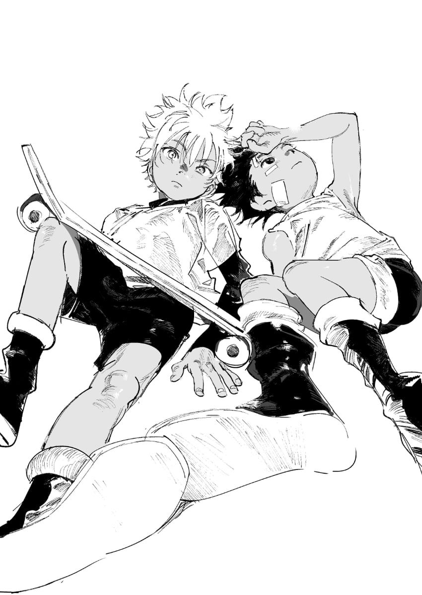 killua zoldyck and gon freecss (hunter x hunter) drawn by atie1225