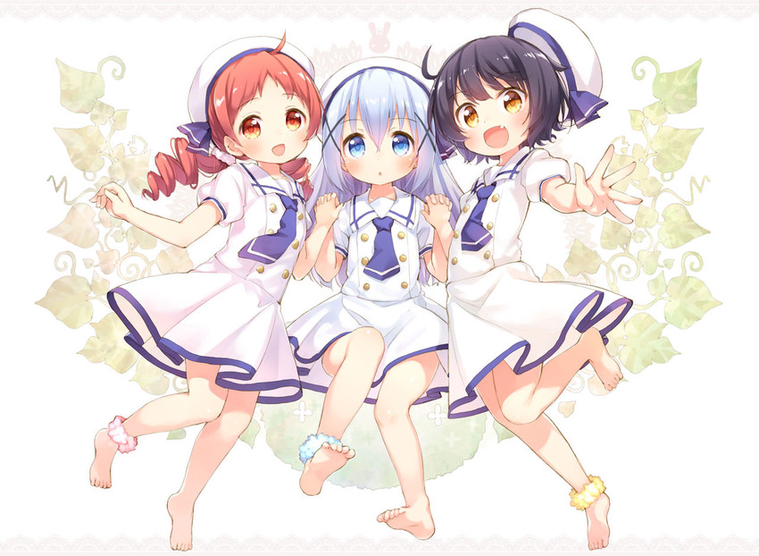 kafuu chino, jouga maya, and natsu megumi (gochuumon wa usagi desu ka?) drawn by kito_(sorahate)