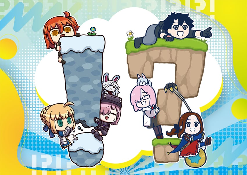 artoria pendragon, saber, mash kyrielight, fujimaru ritsuka, fou, and 1 more (fate and 3 more) drawn by riyo_(lyomsnpmp) and tsuchida