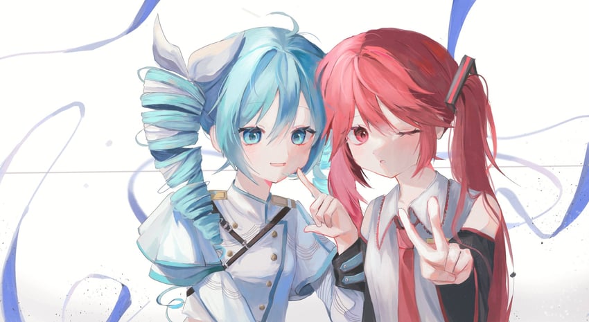 hatsune miku and kasane teto (vocaloid and 2 more) drawn by myamyo_owo