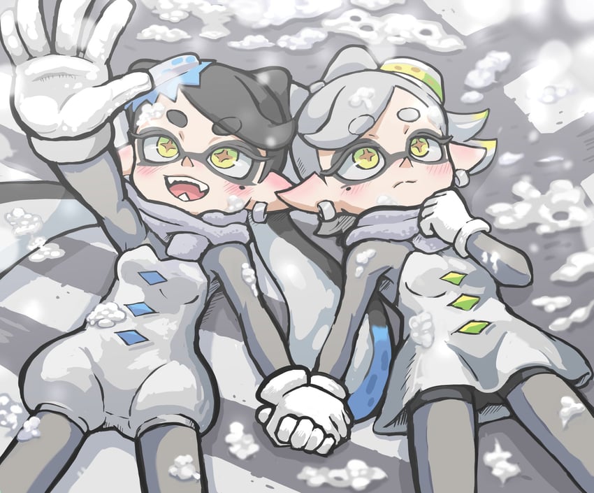 callie and marie (splatoon and 1 more) drawn by takamame