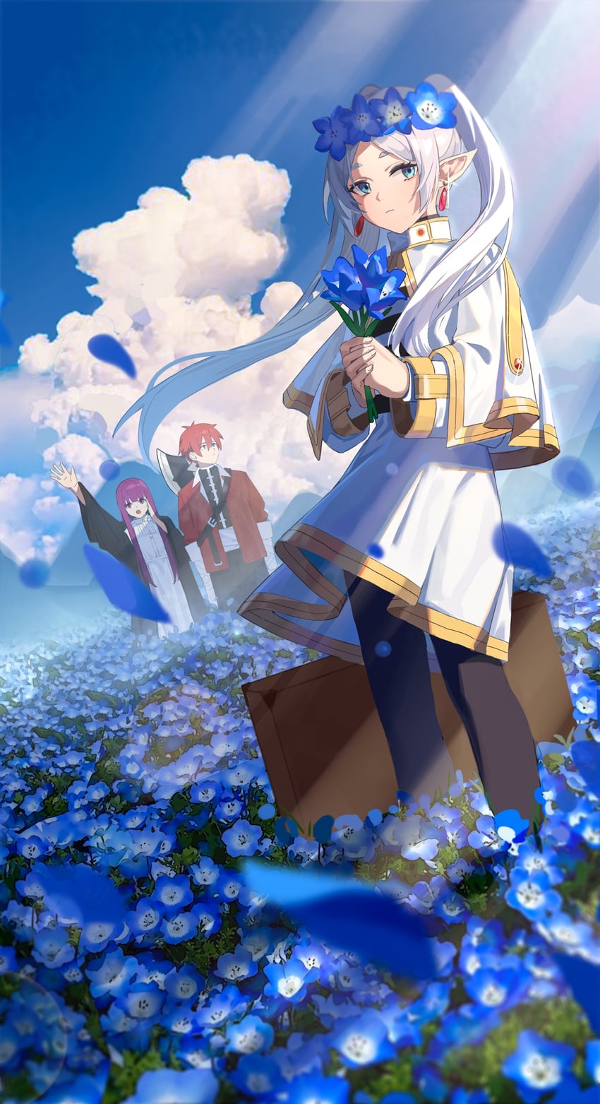 frieren, fern, and stark (sousou no frieren) drawn by xiu_kukkii