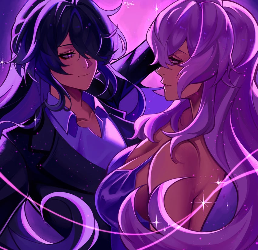 acheron and black swan (honkai and 1 more) drawn by mihych