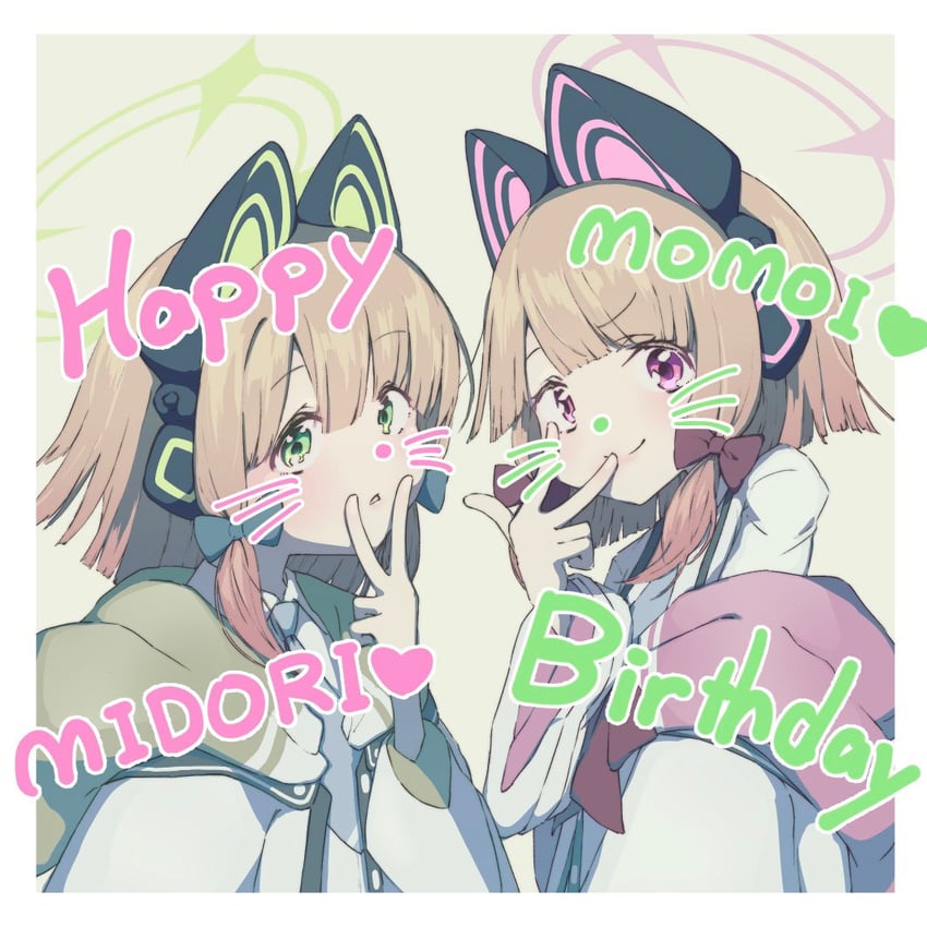 momoi and midori (blue archive) drawn by shi0n_krbn