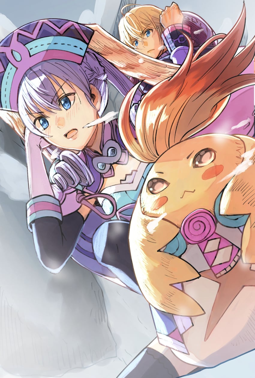 melia antiqua, shulk, and riki (xenoblade chronicles and 1 more) drawn by nakajima_yutaka_(maemuki_niceguy)