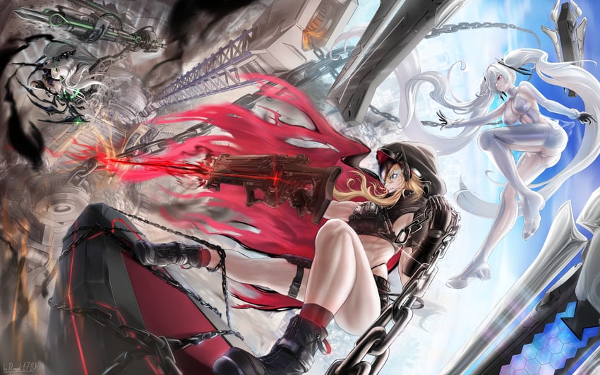 cinderella, grave, leviathan, and behemoth (goddess of victory: nikke) drawn by ronal_1710