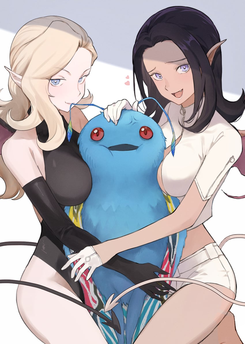 lilim, mothman, and succubus (shin megami tensei) drawn by donbee937