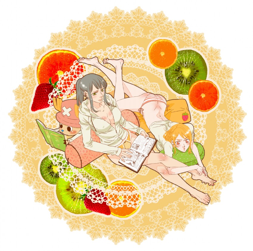 nami, nico robin, and tony tony chopper (one piece) drawn by dot_(artist)